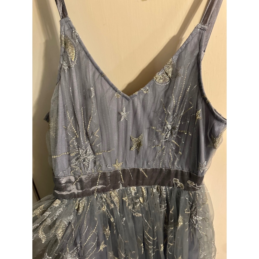 Stardust by The Oblong Box Shop Celestial Tulle Midi Dress Blue Silver Star Smal - Picture 7 of 13